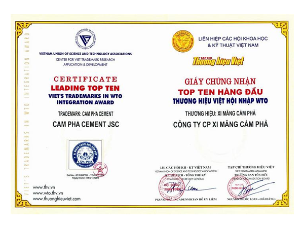 Certificate of Top Ten